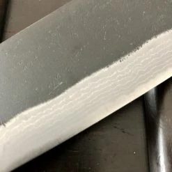 Nakajo Kaji-bei 165mm Santoku Iron Clad Aogami 2 Suminagashi Kurouchi