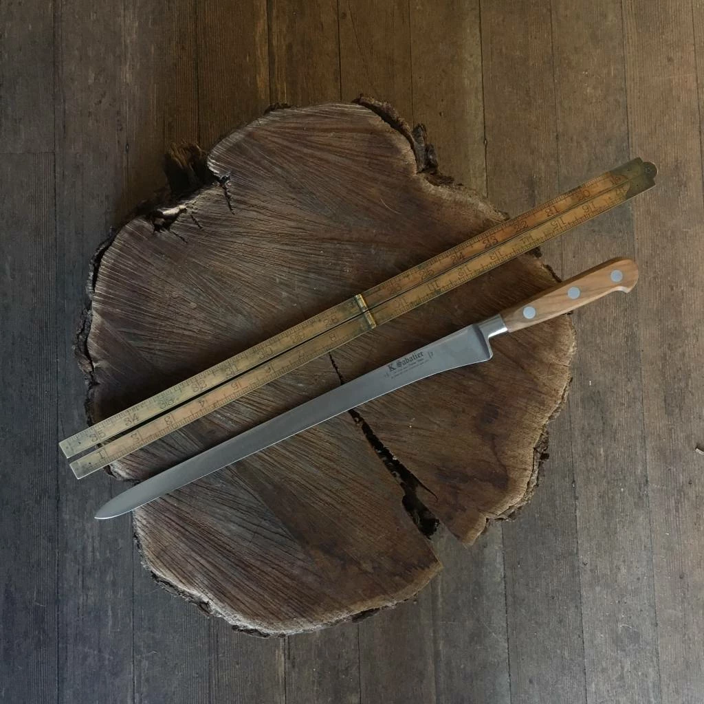 K Sabatier Authentique 12" Flexible Salmon Slicer Stainless - Olive Handle