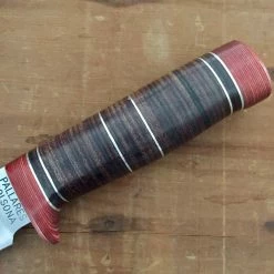 Pallares Drop Point 12cm Fixed Blade'N. 3' Carbon - Stacked Leather Handle W/ Sheath