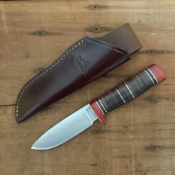Pallares Drop Point 12cm Fixed Blade'N. 3' Carbon - Stacked Leather Handle W/ Sheath