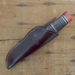 Pallares Drop Point 12cm Fixed Blade'N. 3' Carbon - Stacked Leather Handle W/ Sheath